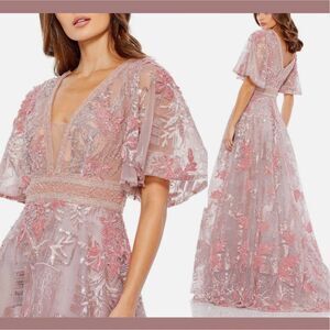 Mac Duggal Pink Floral Maxi Dress